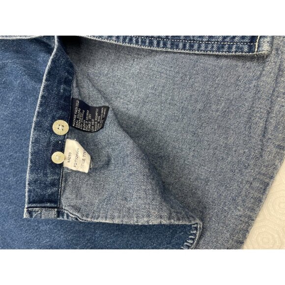 Vintage Chaps Ralph Lauren Thick Denim Jean Cotton Button Down Shirt Men's 2XL - Picture 7 of 8